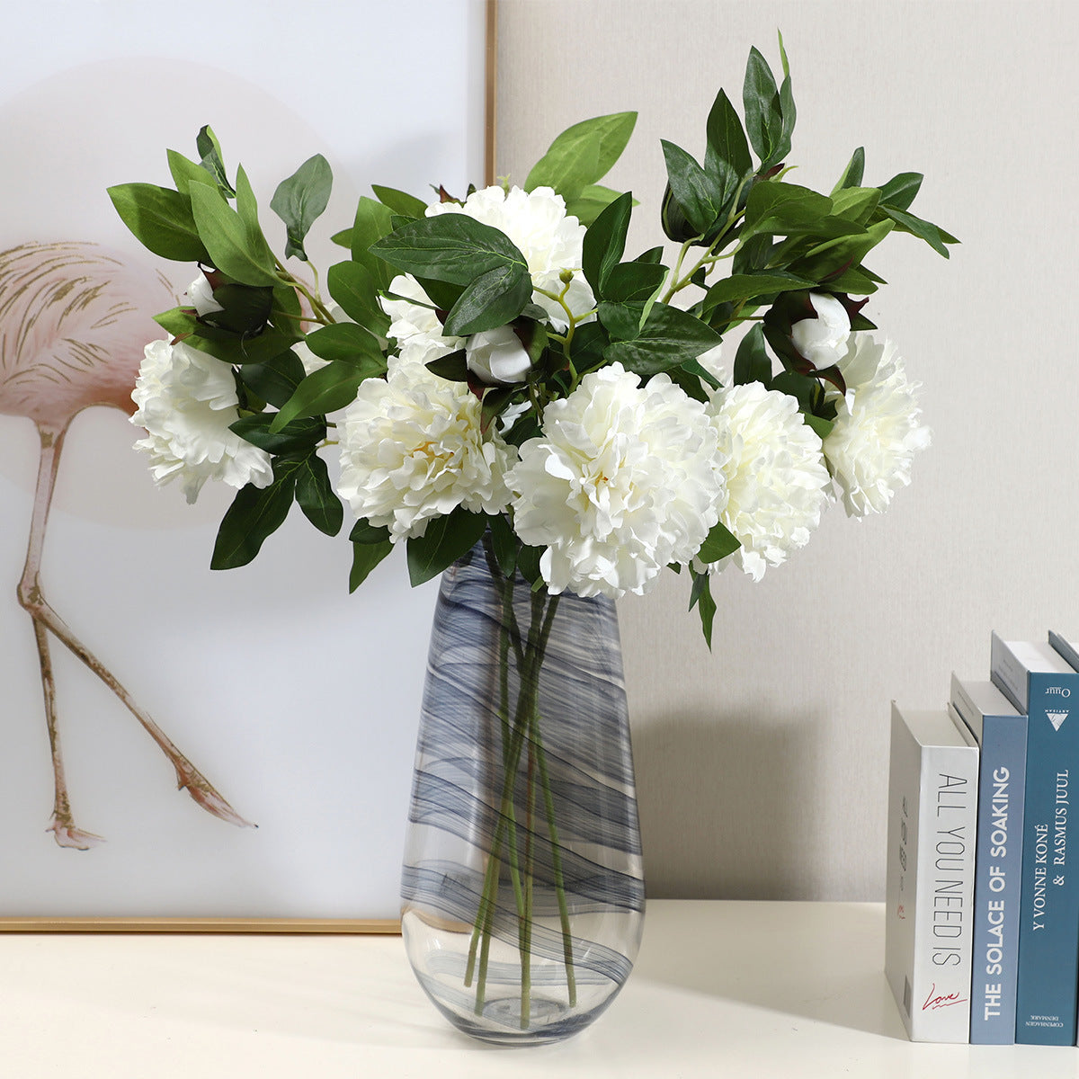 Elegant 3D Printed Triple Peony Flowers - Stunning Artificial Home Décor for Living Rooms, Perfect for All Seasons