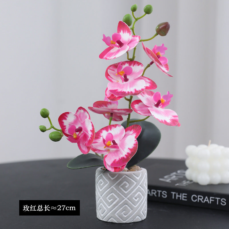 Charming Miniature Orchid Potted Plant - Realistic Plastic Flower Arrangement for Dining Table Decor | Perfect for Home and Office Aesthetics