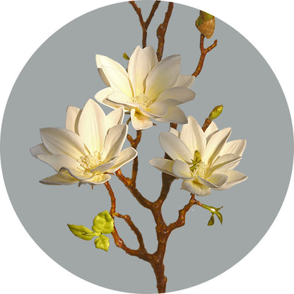 Stunning Faux Magnolia Flower Bouquet - Hand-Painted Decorative Arrangement for Living Room | Realistic PU Flowers for Home Décor and Aesthetic Styling