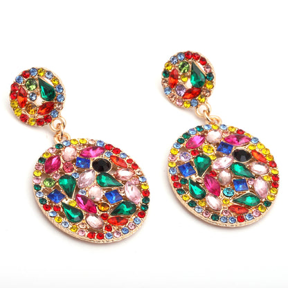 Exaggerated Personality Creative Vintage Geometric Crystal-Studded Alloy Earrings - Unique Statement Jewelry for All Occasions