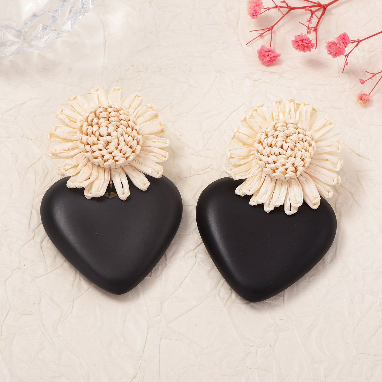Chic High-End Woven Raffia Vacation-Inspired Acrylic Geometric Statement Earrings for Women - Perfect for Summer Festivals and Beach Getaways