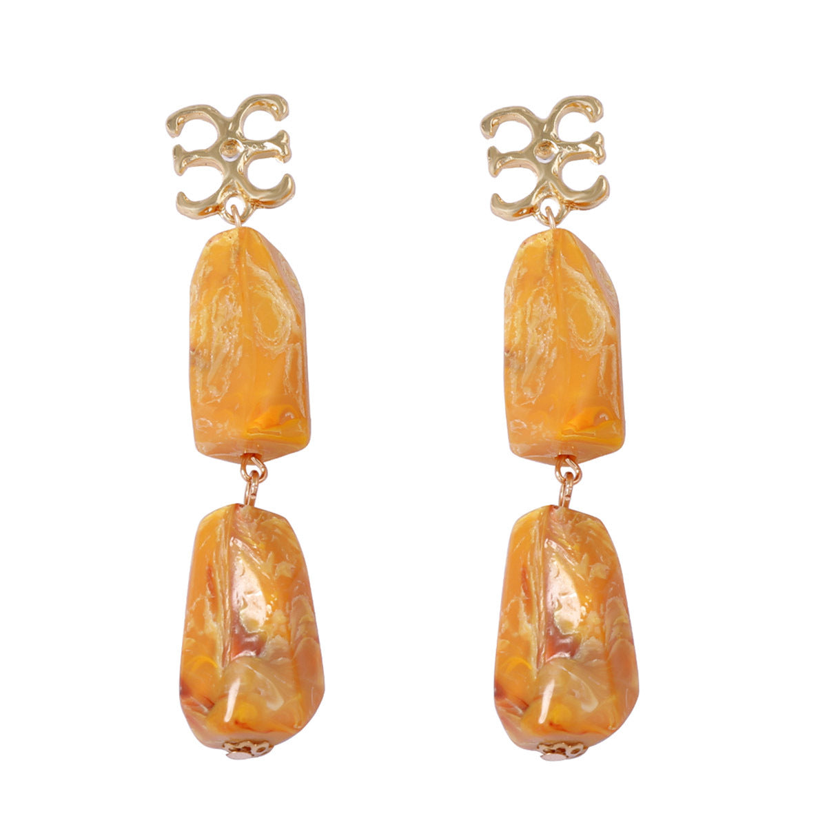 Chic Vintage-Inspired Irregular Geometric Patchwork Women's Earrings – Unique, Artsy Everyday Jewelry with Artistic Flair