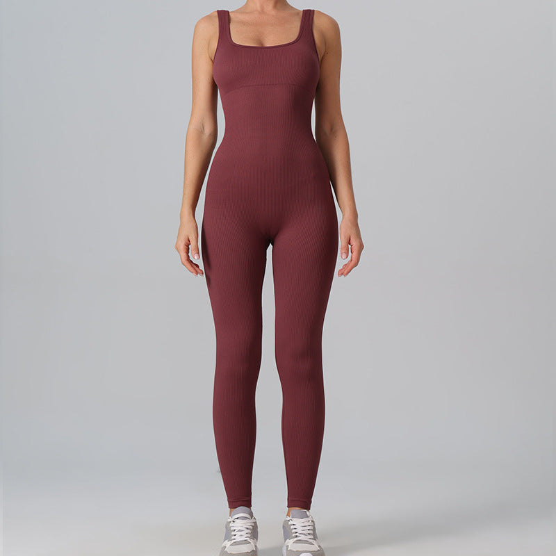 Women's All in One Stretchy Jumpsuit for Dance Fitness and Yoga Comfortable Sleeveless Bodysuit with for Activewear Lovers