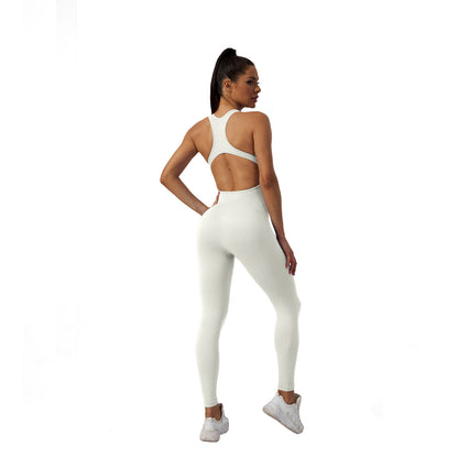 Seamless Knit Sporty Bodysuit with Butt Lifting Design High Stretch Form Fitting Activewear Leggings for Fitness Comfort