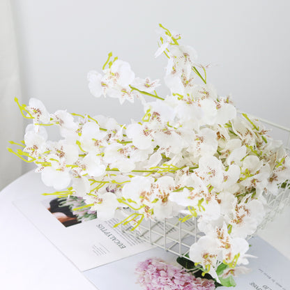 Realistic 5-Branch Dancing Lady Orchid Silk Flower Arrangement - Perfect for Wedding Decorations, Hotel Events, and Home Décor