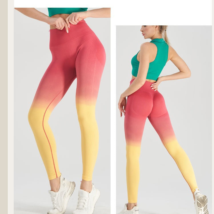 High Waisted Dip Dye Gradient Seamless Yoga Leggings for Peachy Lift and Maximum Comfort for Training and Workouts