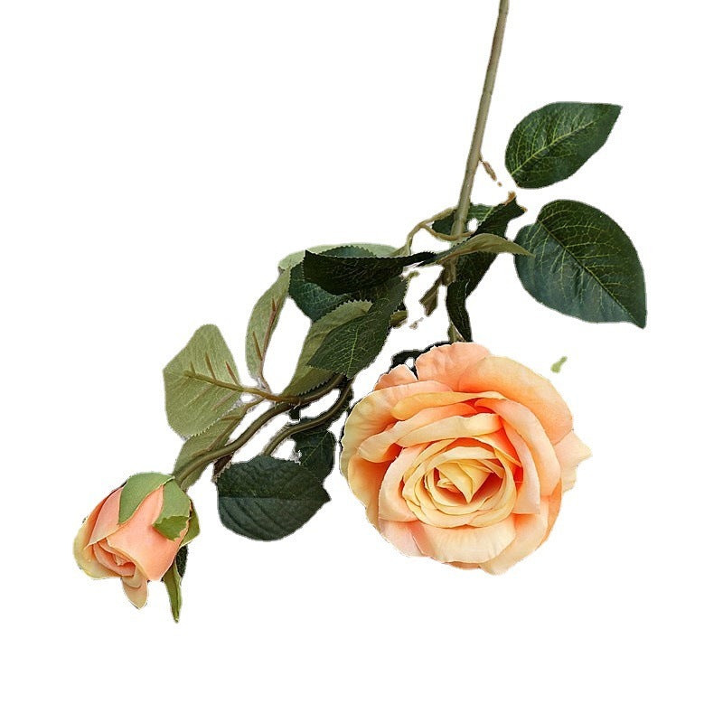 Stunning Single-Stem 2-Head Ophelia Roses - Realistic Faux Flowers for Weddings, Home Décor, and Photography Decor