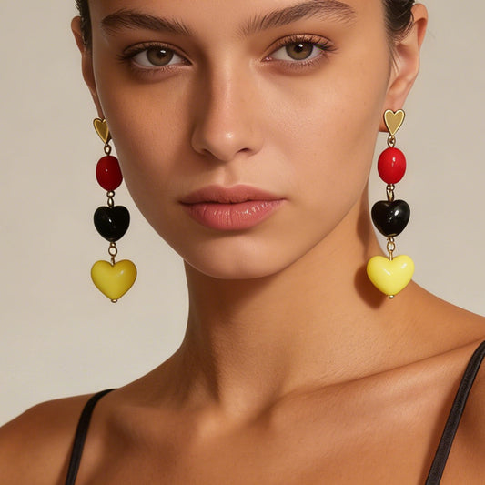 Chic Minimalist Colorful 3D Heart Tassel Long Earrings - Perfect Valentine's Day Jewelry for Her