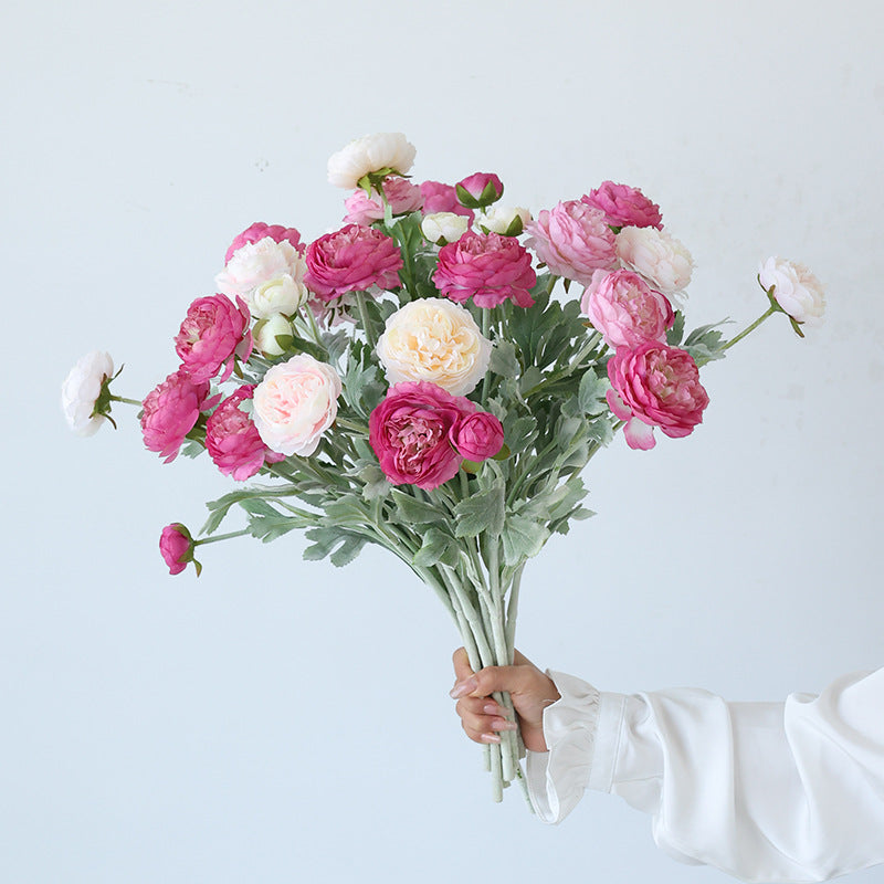 Faux Peony Bouquet with Velvet Finish – Stunning 3-Head Lotus Flower for Elegant Home Décor and Decorative Accents