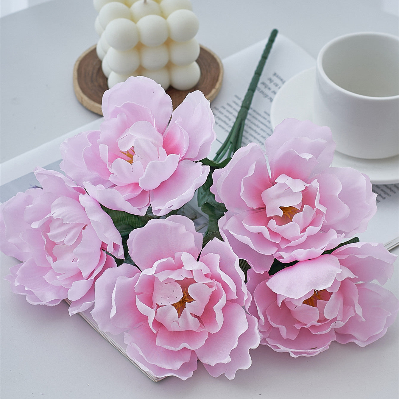 Realistic Peony Silk Flowers for Home Decor - Beautiful Faux Peonies Perfect for Living Rooms, Tables, and Floral Arrangements