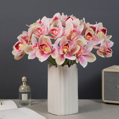 Stunning 6-Piece Faux Orchid Bouquet for Home Décor - Elegant Artificial Flowers for Living Room Display, Perfect for Enhancing Ambiance and Lasting Beauty