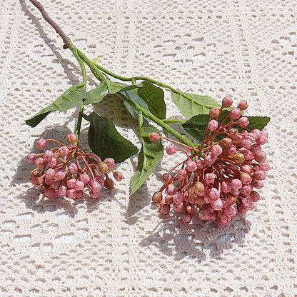 Realistic Artificial Hydrangea Spray with Two Blossom Heads - Perfect for Home, Weddings, and Event Decorations | Lifelike Faux Floral Arrangement