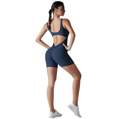 V Shaped Back High Waist Bodysuit Shorts All in One Tummy Control Yoga Outfit for Women with Stunning Back Design for Maximum Comfort and Style