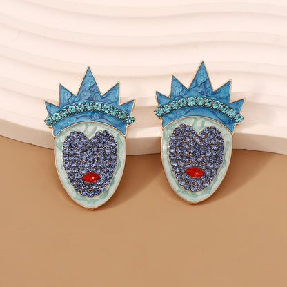 Elegant Crown Design Enamel Earrings with Rhinestones - Versatile and Trendy Earrings for Women