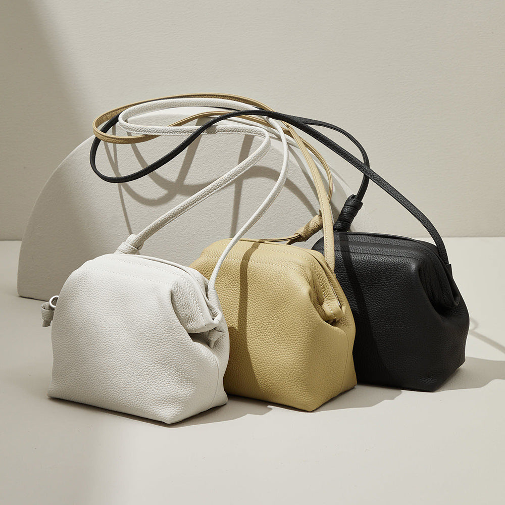 Chic and Cozy Fashion Minimalist Cloud Bag Genuine Leather Shell Bag for Women Shoulder and Crossbody Purse with Soft Touch
