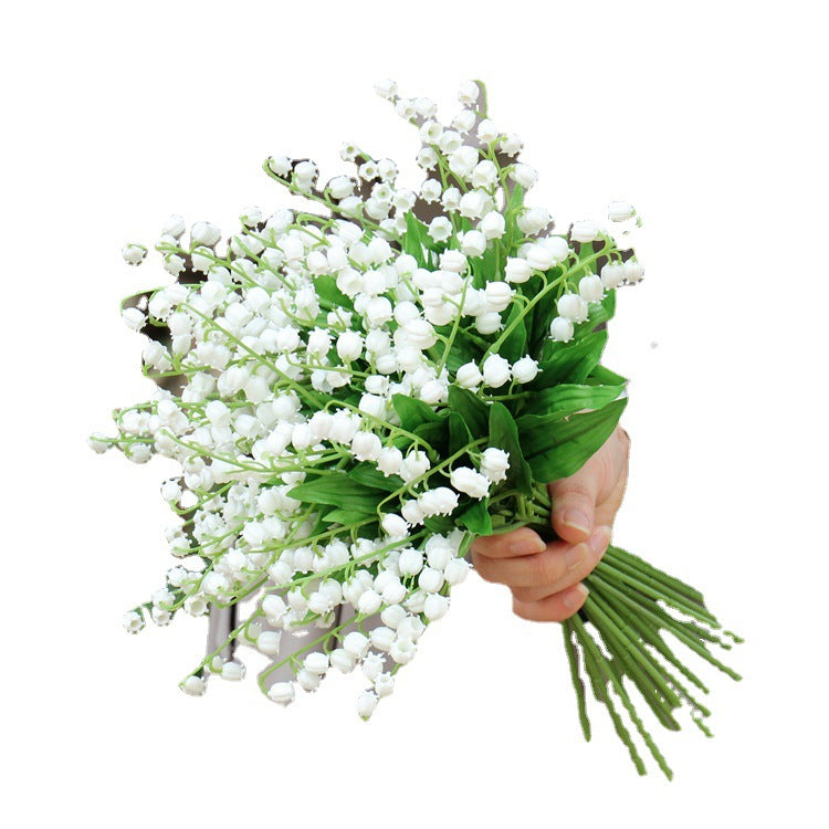 Elegant Nordic-Inspired Artificial Lily of the Valley Bellflower Bouquet - Perfect for Wedding Photography, Home Décor, and Cozy Living Room Arrangements