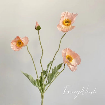 High-Quality Icelandic Poppy Artificial Flowers - Luxurious Home Decor for Living Rooms - Soft Velvet and Silk Fabric Design