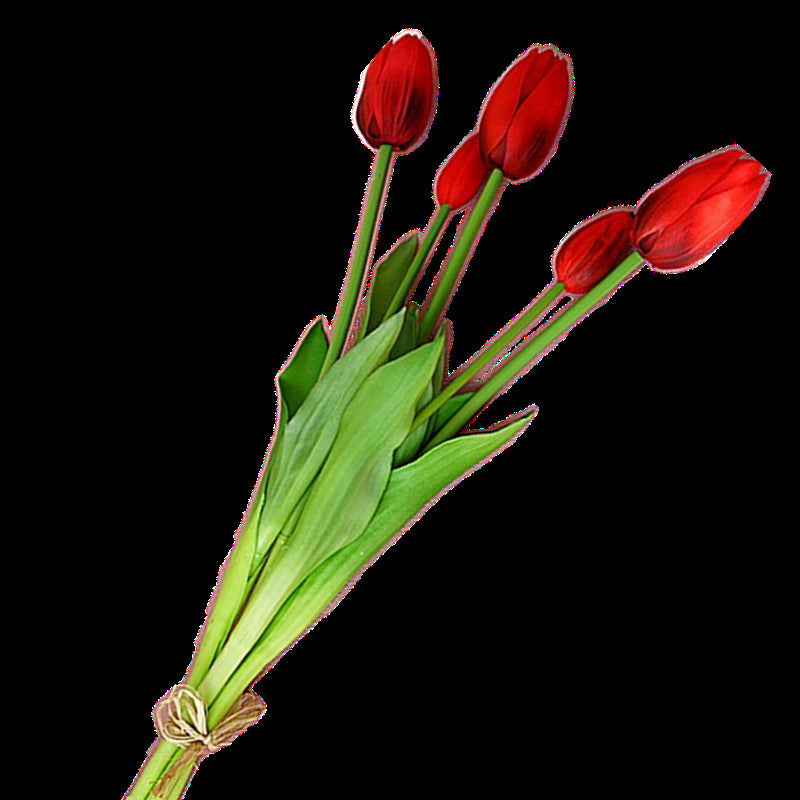 Stunning Artificial Tulip Bouquet - 5 Long-Stem Soft Gel Realistic Flowers for Home Décor, Photography, and Wedding Celebrations