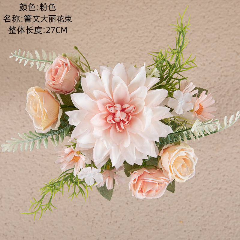 Stunning Artificial Dahlia Bouquet - Perfect Home Decor, Wedding Handheld Floral Arrangement, and Beautiful Faux Rose Wall Flowers - INSMW66793