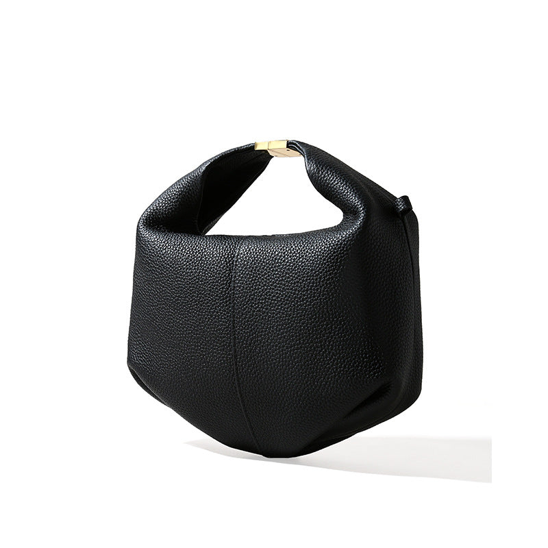 Luxurious French Leather Handbag for Women Textured Cowhide Tote Bag Commuter and Versatile Lunch Bag