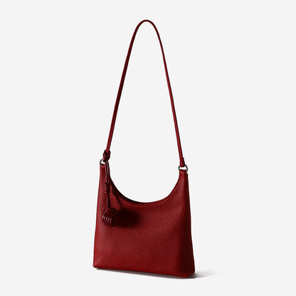 Chic Korean Style Genuine Leather Underarm Handbag Luxury Fashion Tote for Commuting Versatile Minimalist Shoulder Bag for Everyday Use