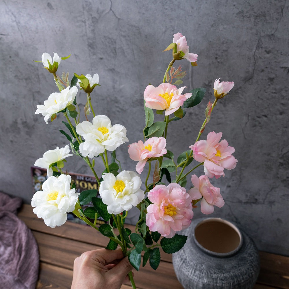 Stunning Artificial Rose, Peony, and Peach Blossom Bouquet for Home Decor and Weddings | Realistic Floral Arrangement for Handheld and Wall Displays - MW15188