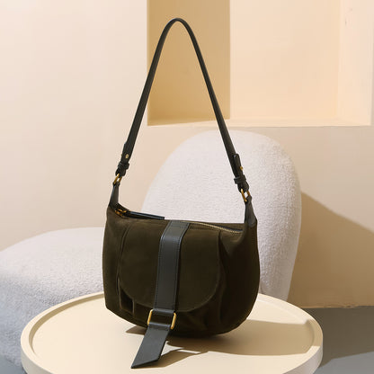 Luxury High Gloss Suede Leather Women's Bag Spacious and Sophisticated Shoulder and Crossbody Tote for Everyday Elegance