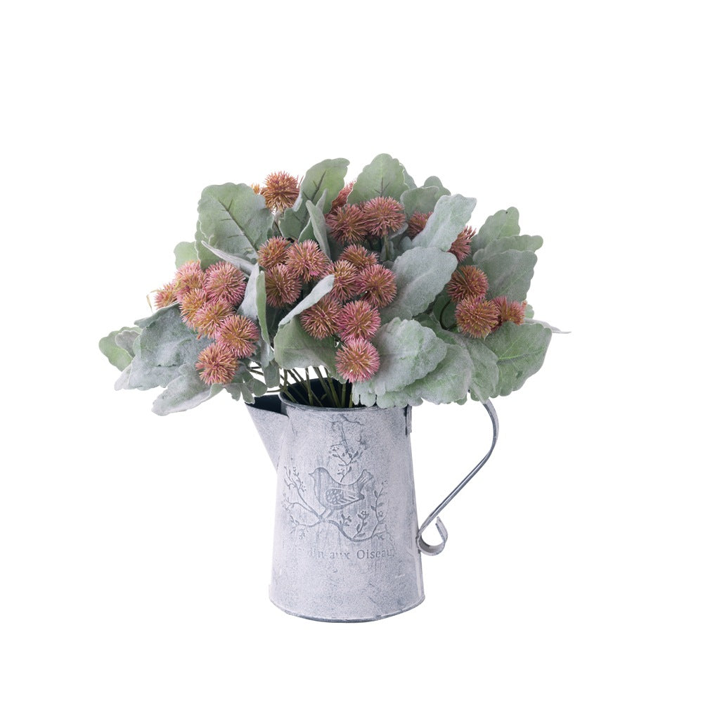 Realistic Silver Leaf Ball Branch Artificial Flowers - Elegant Greenery Decor for Weddings and Special Events | Versatile Crafting Piece YC1104