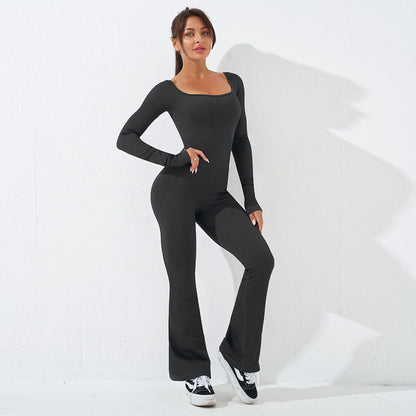 Sculpting Bodysuit with Flared Leggings for Enhanced Lift for Outdoor Pilates and Fitness Workouts