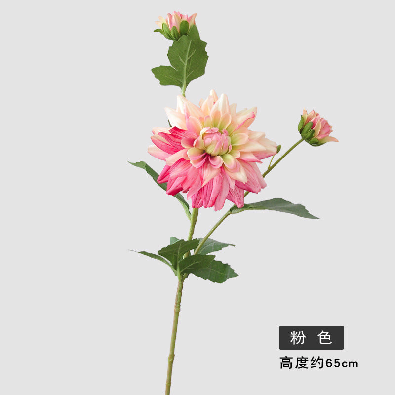 Stunning Faux Dahlia Flower - Perfect for Nordic Photography Props, Wedding Decorations, and Elegant Floral Arrangements | Single Stem with 3 Heads Artificial Dahlia for Home Décor and Events