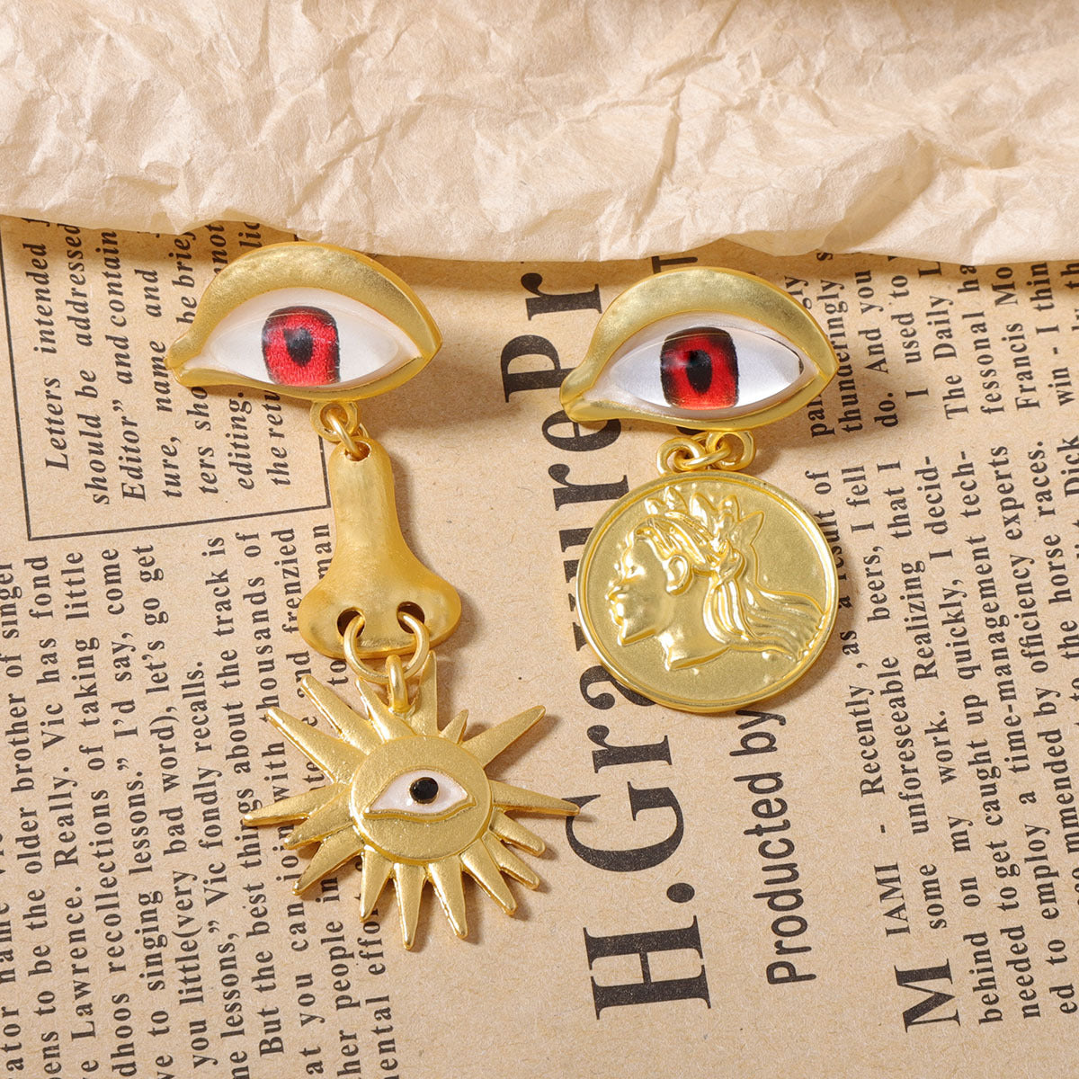 Vintage-Inspired Asymmetrical Devil Eye Long Earrings – Elegant & Versatile Accessories for Any Occasion