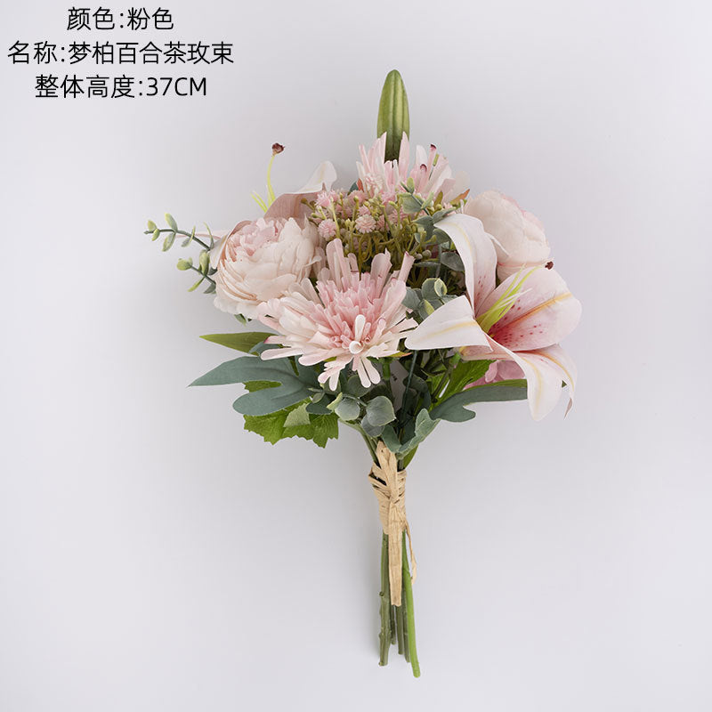 Elegant Wedding Décor with Dreamlike Artificial Lily & Rose Bouquet | Stunning Home Design Wall Art | CF01088