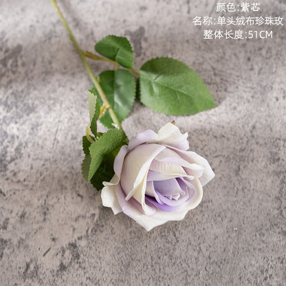 Luxurious Velvet Rose INS Pearl Faux Flower for Home Decor - Perfect for Holidays, Weddings, and Wall Decorations - MW03339