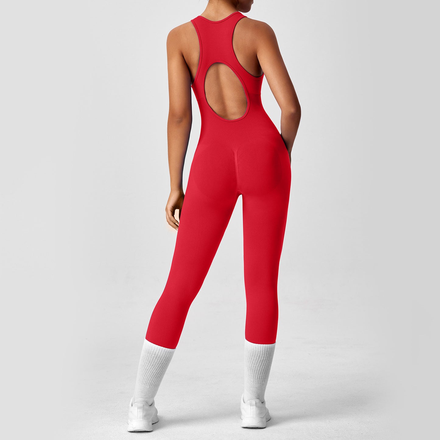 Long Style Women's Yoga Jumpsuit High Elasticity Bodycon Sportswear with Cutout Back for and Flexibility