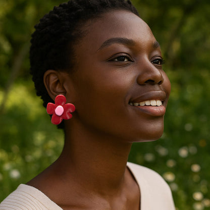 Charming Minimalist Acrylic Cartoon Flower Earrings – Versatile and Cute Accessories for Everyday Wear and Commuting