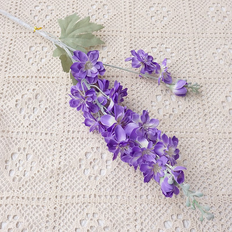 Artificial Two-Branch Larkspur Flowers - Realistic Floral Décor for Home, Photography, Weddings & Celebrations - Perfect for Soft Styling and Beautiful Arrangements