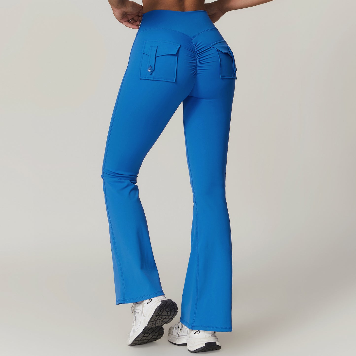 Women's High Waisted Wide Leg Utility Pants with Pockets Slimming and Flare Fitness Leggings for Comfort and Performance Model 8882