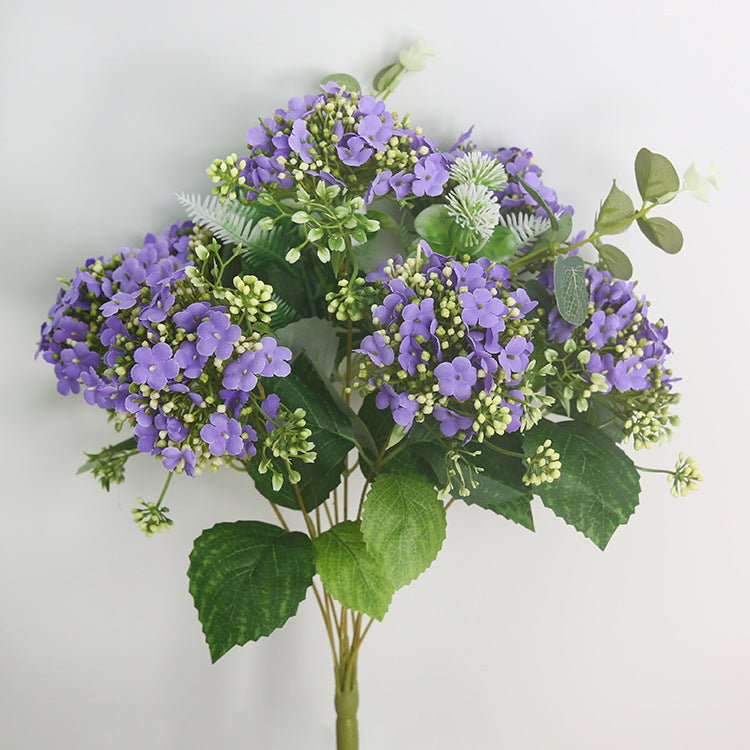 Elegant Snowball Flower Decorative Silk Hydrangea Bouquet - Perfect for Home Decor, Dining Table Arrangements, and Hotel Style Interiors