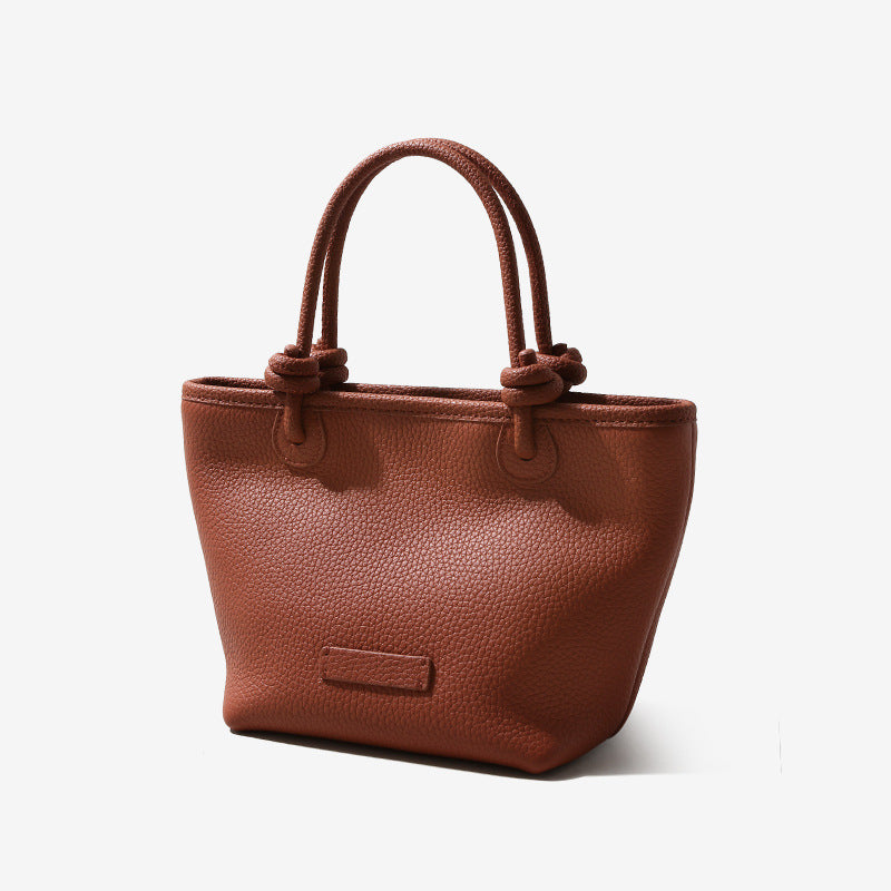 Genuine Leather Market Tote with Chic Knotted Design Versatile Handbag and Crossbody Bag for Everyday Elegance