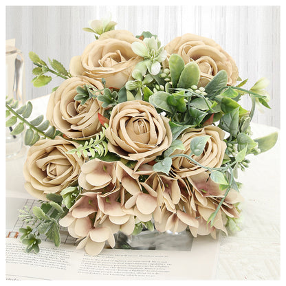 Stunning Artificial Evening Primrose Rose Hydrangea Bouquet - Perfect for Weddings, Home Décor, and Photography - Lifelike Silk Flowers for Lasting Beauty