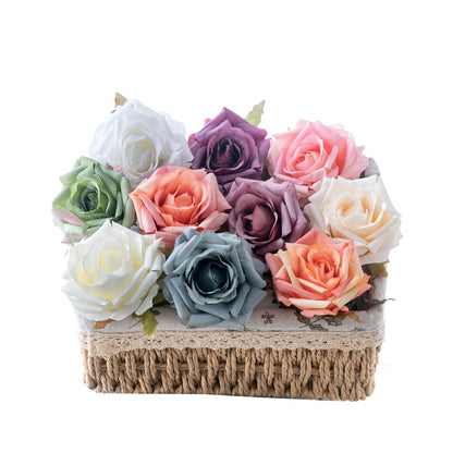 INS Stylish Curled Edge Rose Flower Box - Stunning Faux Floral Home Decor for Weddings and Special Celebrations, MW07301