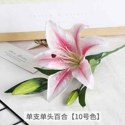 Luxurious Single-Stem Artificial Silk Lily for Wedding Decorations and Home Decor – Exquisite Pre-Made Floral Arrangement for a Touch of Elegance