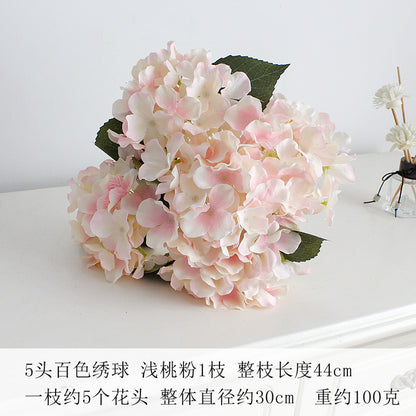 Elegant 5-Head Hydrangea Artificial Flowers - Realistic Silk Floral Arrangements for Weddings, Events, Hotels, and Home Decor