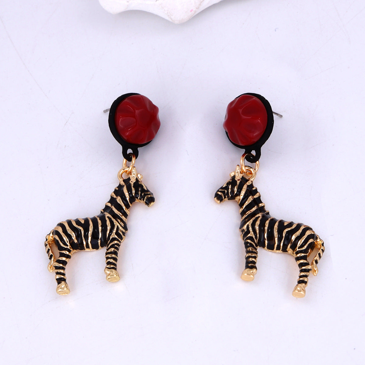 Unique Alloy Zebra Dangle Earrings – Creative Animal-Shaped Jewelry with Drip Oil Finish for Stylish Women