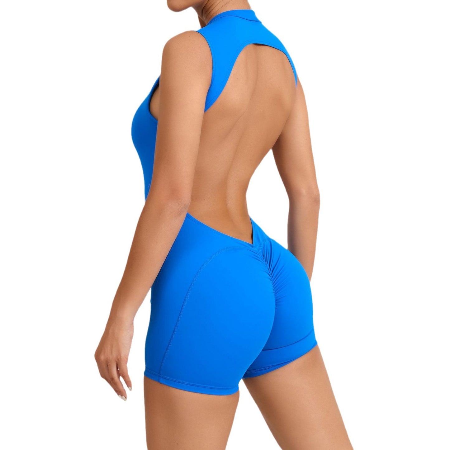 Sleeveless Hollow Back Yoga Bodysuit with Removable Chest Pads for Fitness Sculpting Your Peach Bottom and Enhancing Comfort During Workouts