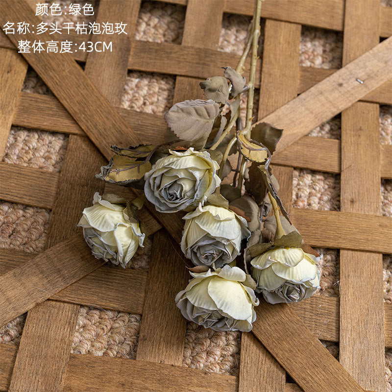 Beautiful Multi-Headed Artificial Dried Bubble Rose - Perfect for Wedding & Event Decor, Greenery Home Accents - High-Quality Craftsmanship MW66901