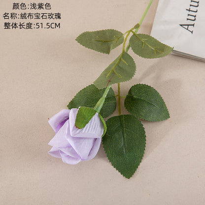 Luxurious Velvet Gemstone Rose Artificial Flower - Elegant Green Plant Decoration for Weddings and Events - Trendy Home Décor Craft - INS Style MW03340