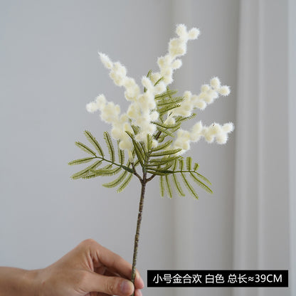 Realistic Acacia Short Branch Faux Fur Flowers – Stunning Decorative Plastic Floral Arrangements for Home, Living Room, Wedding Celebrations, and Special Occasions