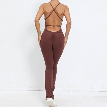 Adjustable Strappy Bodysuit Yoga Outfit Flattering Micro Flare Shaping Full Body Fitness Suit for Comfortable Movement and Workouts