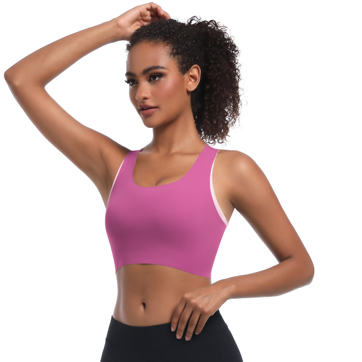 Seamless Color Blocked Sports Bra with Racerback Design Women s Comfortable Breathable Yoga and Running Tank Top